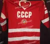 C26 NIK1 FETISOV # 2 USSR CCCP Russische Hockey Jerseys Vladislav Tretiak # 20 Kharlamov # 17 Replica Rusland Geborduurde Retro Ijs Jersey