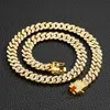 Catene Collana da uomo europea e americana da 12 mm a catena cubana con diamanti pieni placcati in oro Rapper Hip-hop maschile Girocollo GioielliCatene