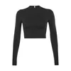 Solid Basic Long Sleeve Womens Tshirt Casual Black White Fashion Crop Top T Shirt Ladies Korean Tee 220714