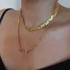 Цепи Хип -хоп ожерелье из нержавеющей стали для женщин Золотое серебристое цвет плетеные три слоя Кокер шейные украшения 2022 351 LK6Chains