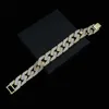 Chaines hommes 18 mm paillettes Cuban Link Dominering Collier Bracelet Bling Iced Out Gold Silver Men's Thracon Fashion Hip Hop Bijoux Godl22