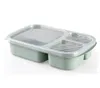 Lunch Box 3 Grid Paglia di grano Bento Bagsradable Contenitore per alimenti con coperchio trasparente per lavoro Scatole per il pranzo portatili per studenti Contenitori SN4389