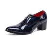 Shinny Patent Leather Shoes For Men Lace Up Oxford Shoes Pointed Toe Mens Shoes Dressed High Heel Party Oxfords Mixed Colors