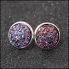 Stud Earrings sieraden hars druzy voor vrouwen eenvoudige glanzende toon hypoallergeen vrouwelijke mode cadeau drop levering 2021 v8