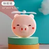 Piggy Beauty Mirror Cartoon Cute Mini Portable Makeup Mirror Small Fan USB RECHARGEABLE LED Light Ins Wind