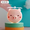 Piggy Beauté Miroir Dessin Animé Mignon Mini Portable Miroir De Maquillage Petit Ventilateur Usb Rechargeable Led Lumière Ins Vent