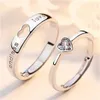 Anelli a fascia 2 Pz / set Anelli di coppia abbinati a cuore di zircone Set Forever Endless Love Wedding Ring Per donna Uomo Charm Gioielli di San Valentino GC1230