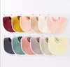 ins ins simple baby bibs 100 ٪ Cotton Solid Color and Tassel Design Infants Baby Feeding Boy Bib 12 loll with button