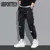 Hip Hop Streetwear Joggers Spodnie Mężczyźni Student Casual Cargo Spodnie High Street Elastyczny Talia Luźny Laser Harem Boys 220325
