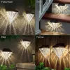 2 Pack Solar Diamond Fence Light Outdoor Wall Lights Solar Deck Lighting LED Figurine Waterproof for Step Stair Warm White Landscape Garden Decor