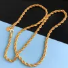 4mm Metal 18K Gold Plated Metal Cooper Woved Rope Chain Halsband för män Kvinnor Trevlig smyckesgåva 16 18 20 tum grossistpris