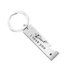 Fashion I Love You Couple Keychain Stainless Steel Long Strip Heart Key Ring Semi-Hollow Stripdad Mom Lettering