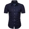 M5XL DotPrint Business Casual Shirts for Summer Short Sleeve Regular Large Size Formal Clothing Mens Office Button Up Blouses 220708