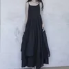 Robes Décontractées Blanc A-ligne Spaghetti Strap Dress Femmes D'été Mode Coréenne Fée Mignonne Noir Long Boho Plage Ropa Mujer Talla GrandeCasual