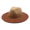 قبعات واسعة الحافة نساء شتاء فيدورا قبعة التدرج اللون المصممة بنما عتيقة الجاز الاصطناعية قبعة سوداء سوداء scot22