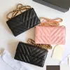 2022Ss F/W Classic Mini Flap Wallet With Chain Bags Chevron line V-stitch/Plaid Lambskin/Caviar Leather GHW Matelasse Crossbody Card Holder Handbags 18X10.5X3.5