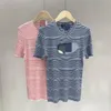 60 2022 Runway Summer Brand Same Style Sweater Wit Zwart T -shirt Crew Nek Korte mouw Pink Blue Women's Sweaters Ming