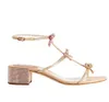 Лучшие роскошные летние драгоценные камни Sandals Shoes Caterina Crystalls Strappy с луками высокие каблуки Женская леди Гладиатор Сандалии Свадебная свадебная свадебная свадебная eu35-42