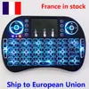 France en stock Mini i8 clavier sans fil rétro-éclairage rétro-éclairé 2.4G Air Mouse télécommande Touchpad batterie au lithium pour Android TV Box