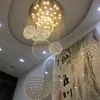 Duplex Building Big Pendant Lamps Villa Hall vardagsrum Luxur Crystal Hanging Lamp för tak trapp fixtur Hotellobbyljus