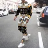 Мужские спортивные костюмы Spring Fashion Men Men 2 Piece Suit Tracksuit 3D Print осень с длинным рукавом ретро-бегун