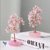 Natural Pink Crystal Tree Copper Wire Gravel Quartz Arts Trees Ornament Decoration for Home