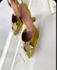 Sandals Women Summer Sandal Sexy Crystal Woman Silk Pointed Toe Elegant Ladies Slides Female Outside Thin High Heels ShoesSandals