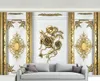 Пользовательские 3D обои роспись гостиная спальня красивая европейское стиль золотистого резного фонового обои на стенах наклейки на стенах настенные наклейки на стена