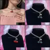 Pendant Necklaces Pendants Jewelry Cherry Choker Red Black Necklace Fruit Barbed Wire 90S Y2K Go Dhsw1