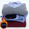 Otoño e invierno para hombres más polar falso dos camisas cálidas Jóvenes de negocios casual moda suéter camisa clásica acolchada top delgado 4XL 220322