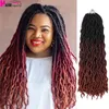 18Inch Goddess Faux Locs Crochet Hair Synthetic Wave Ombre Braiding Extensions Handmade 18Strands Expo City 2206107088050