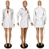 Sexy 2023 Feminino Elegante Camisa Casual Vestidos Vestido com Cordão Decote em V Profundo Saia Nova Roupa de Designer de Moda