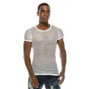 Mens mesh seethrough fishnet t shirt mode sexy short mouw niglub slijtage t -shirt mannen feest uitvoeren streetwear tops 220607