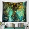 Tapis mural d'arbre de vie en forêt, paysage suspendu, décoration de salon, lanterne magique, robinet de maison J220804