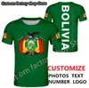 Футболка Bolivia DIY Бесплатное название номера классная футболка BOL Country Flag Flag Испанский колледж Боливийский принт P O Одежда 220616