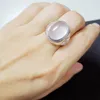 Anéis de cluster por jóias homens anel natural real rosa quartzo flor 11ct grande pedra preciosa 925 prata esterlina t20233 rita22