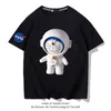 NASA co astronaut tide brand short tshirt men and women summer loose casual cartoon robot cat off shoulder half sleeve3103031