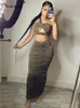 Simenual Ruching Top corto y falda larga Conjuntos de dos piezas Bodycon Cut Out Night Club Partywear Coord Outfits Tight Women Suit 220630