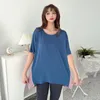 Vêtements de nuit pour femmes Femme Modal Patchwork Couleur Hauts de nuit Sexy Col rond Vêtements de nuit Casual Asymétrique Accueil Vêtements Cosy