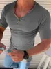 Tシャツの男性ジッパーvネックショートスリーブTシャツ夏のメンズ衣料品カジュアルスリムフィットソリッドカラーTシャツトップ2022 Y220606
