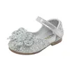 Baby Girls Leather Shoes Kids Sweet Princess Flats Children's Mary Janes With Butterfly Rhinestone Buckle Fashion