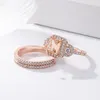 Trouwringen Mode Est Antiek Vintage Design Milgrain 2 Karaat Ronde Morganite Ring Set Voor Vrouw Sieraden Verlovingsgeschenken Wynn22