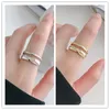 Обручальные кольца Простая корейская свадебная любовь вечность Регулируемая волна серебристого цвета для женщин большой валентный ювелирные украшения Edwi22