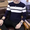 Men's Sweaters Sweater Men Leisure Color Spring And Autumn Thin Long-sleeved Sleeve Round Collar Trimming Black Wine Red Blue Warm SweaterMe