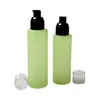 Bouteille en verre vert vide Pompe à pression noire brillante avec couvercle transparent portable Refipillable Contage d'emballage cosmétique 20 ml 30 ml 40 ml 60 ml 80 ml 100 ml 120 ml