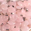 Colgante de piedra de cristal de cuarzo rosa con forma de corazón de 20mm, colgantes de cuentas de cristales naturales para fabricación de joyas