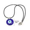 Blue Evil Eye Pendant Necklace For Women Black Wax Cord Chain Men Choker smycken Lucky Amulet Female Party Gift