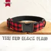 MUTTCO Einzelhandels-Gitter handgefertigtes Hundehalsband THE RED BLACK PLAID, langlebiges Haustier-Halsband für Ihr Haustier, 5 Größen UDC074H 201030