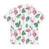 Men's Casual Shirts Men's White Button Shirt Male Flamingo Leaves Printed Beach Short Sleeve Hawaiian Oversized 6XL DropMen's