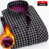 Men's Casual Shirts Men's Winter Warm Fashion Fleece Lining Thick Plaid Long Sleeve Business Checkered JacketMen's